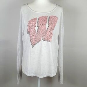 Victoria's Secret PINK/5th & Ocean Collegiate Bling Semi Sheer Top Size …